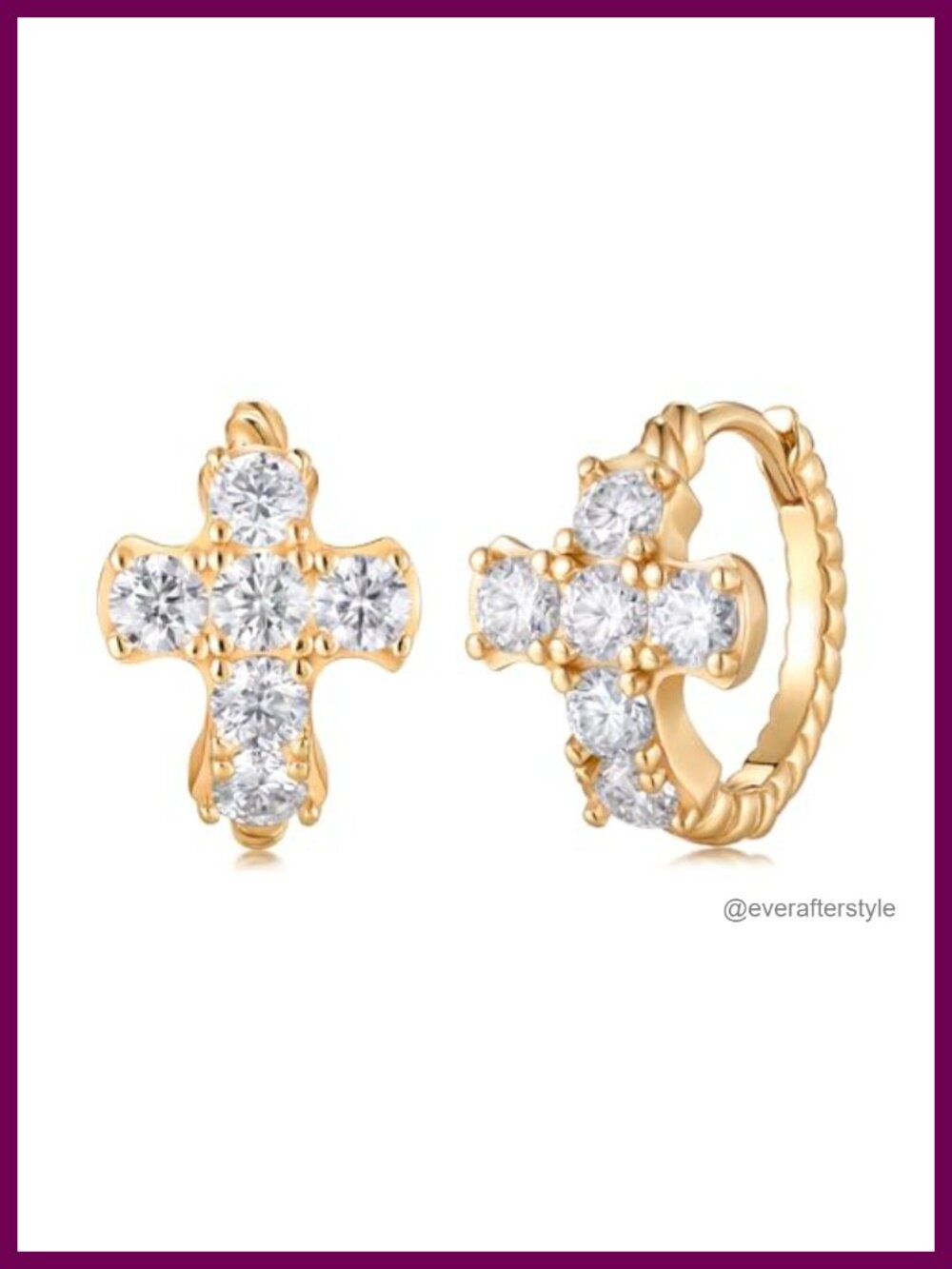 Moissanite Cross Hoop Earrings 925 Sterling Silver Rhodium Plated